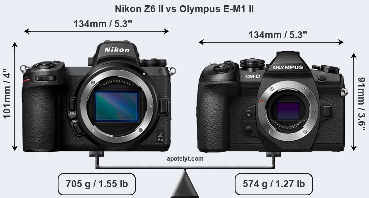 Size Nikon Z6 II vs Olympus E-M1 II