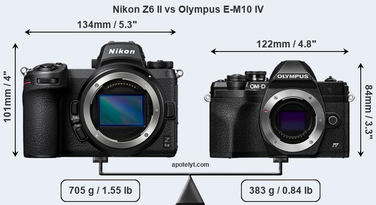 Size Nikon Z6 II vs Olympus E-M10 IV