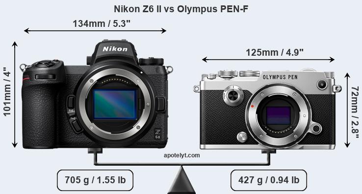 Size Nikon Z6 II vs Olympus PEN-F