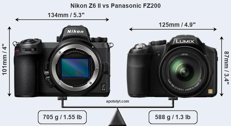 Size Nikon Z6 II vs Panasonic FZ200