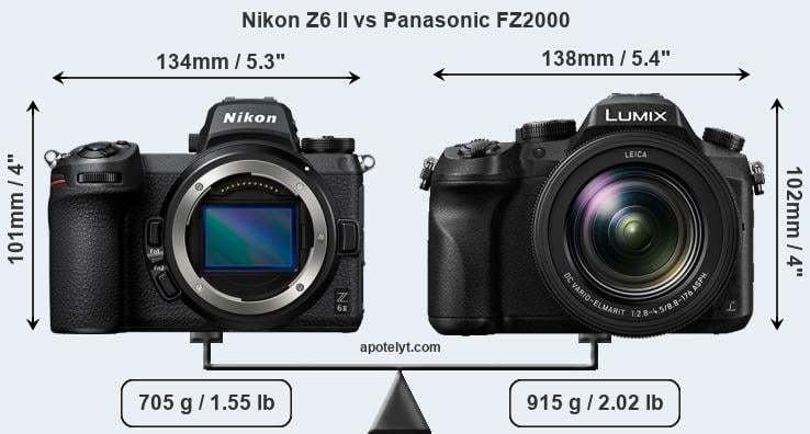 Size Nikon Z6 II vs Panasonic FZ2000