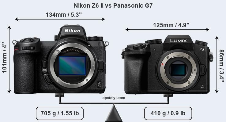 Size Nikon Z6 II vs Panasonic G7