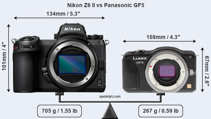 Size Nikon Z6 II vs Panasonic GF5