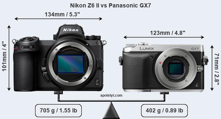 Size Nikon Z6 II vs Panasonic GX7
