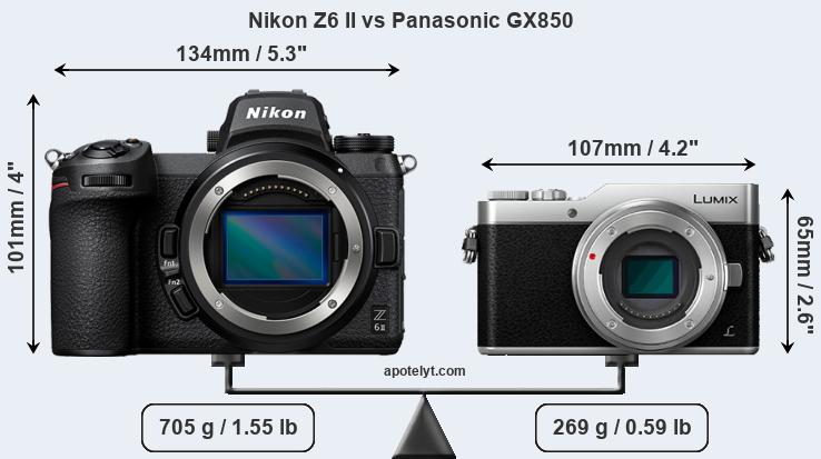 Size Nikon Z6 II vs Panasonic GX850