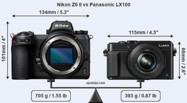Size Nikon Z6 II vs Panasonic LX100