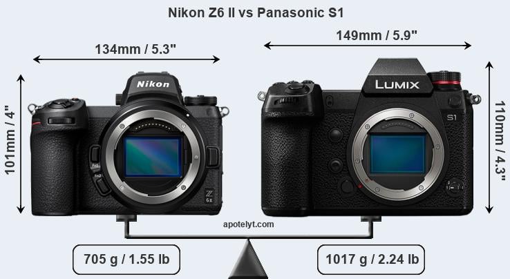 Size Nikon Z6 II vs Panasonic S1