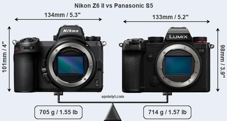 Size Nikon Z6 II vs Panasonic S5