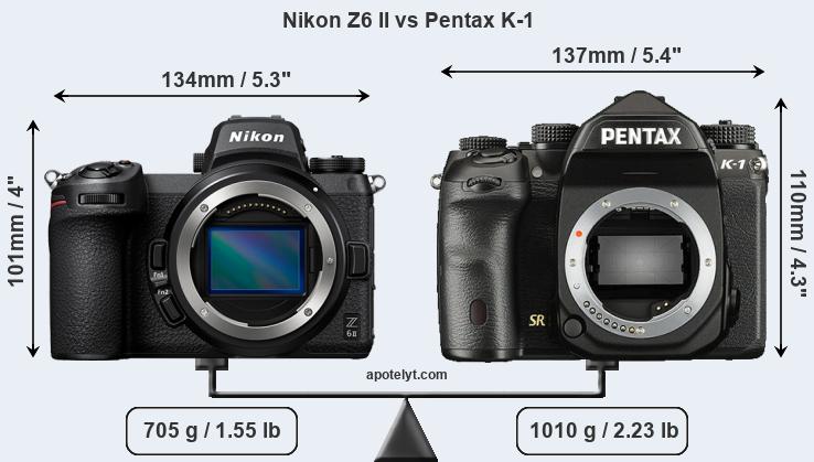 Size Nikon Z6 II vs Pentax K-1