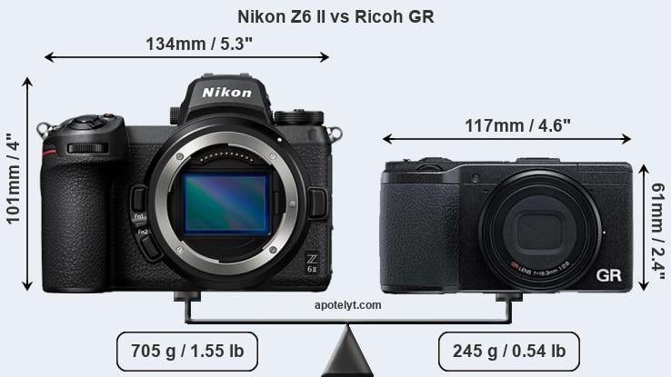 Size Nikon Z6 II vs Ricoh GR