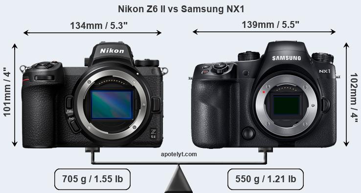 Size Nikon Z6 II vs Samsung NX1