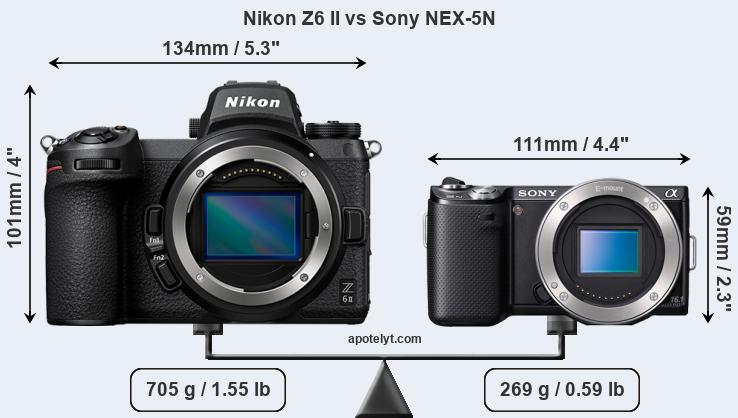 Size Nikon Z6 II vs Sony NEX-5N