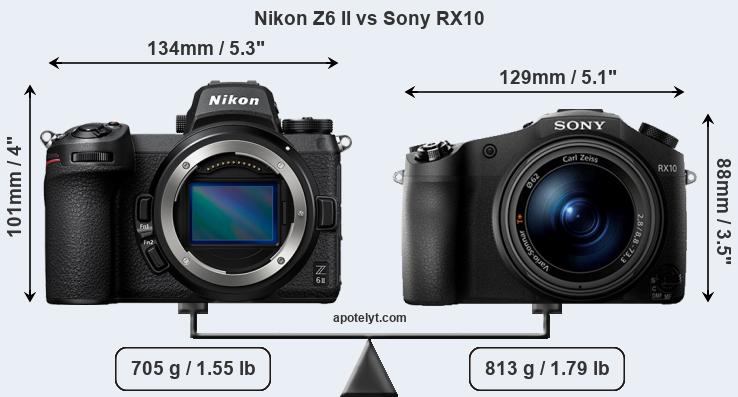 Size Nikon Z6 II vs Sony RX10