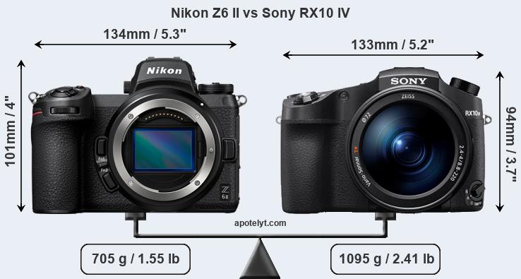 Size Nikon Z6 II vs Sony RX10 IV