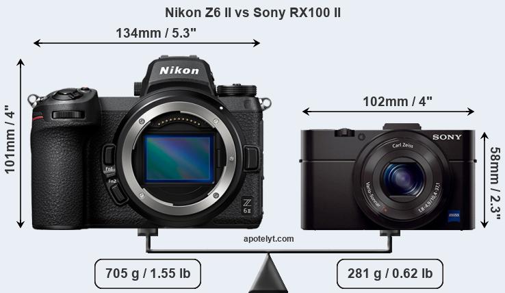 Size Nikon Z6 II vs Sony RX100 II