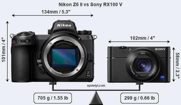 Size Nikon Z6 II vs Sony RX100 V