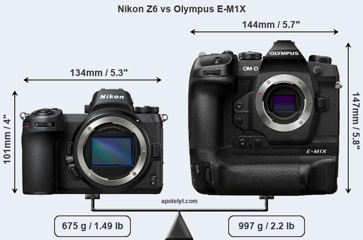 Size Nikon Z6 vs Olympus E-M1X