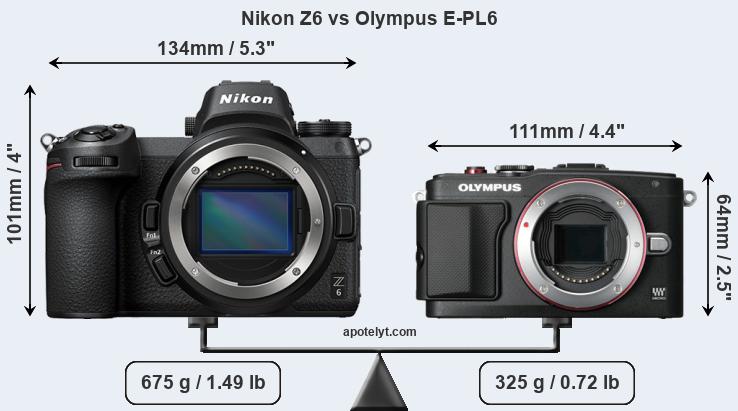 Size Nikon Z6 vs Olympus E-PL6