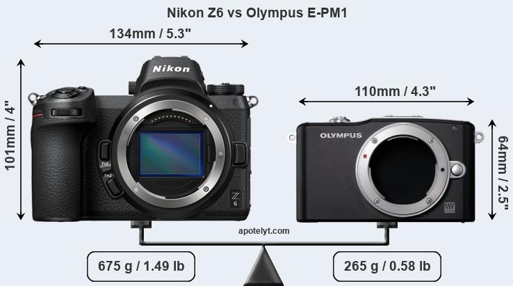 Size Nikon Z6 vs Olympus E-PM1