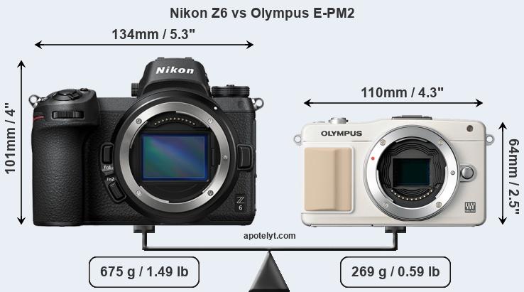 Size Nikon Z6 vs Olympus E-PM2