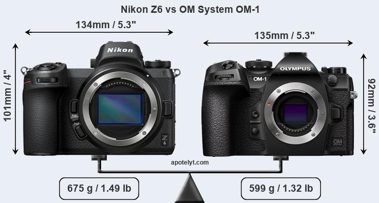 Size Nikon Z6 vs OM System OM-1