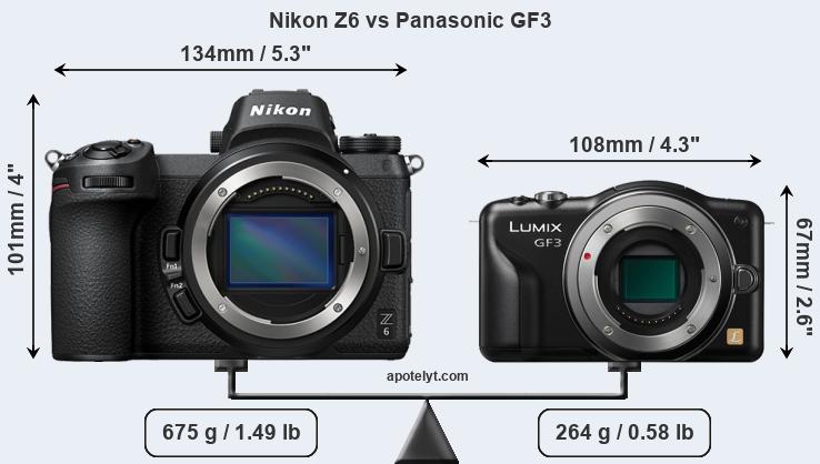 Size Nikon Z6 vs Panasonic GF3