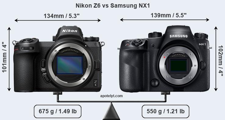 Size Nikon Z6 vs Samsung NX1