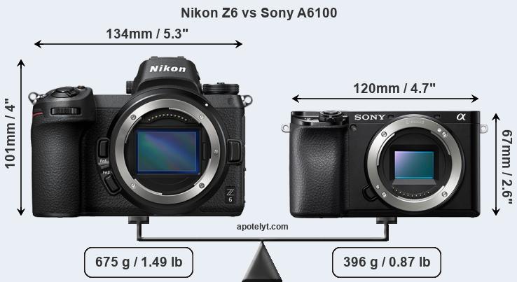 Size Nikon Z6 vs Sony A6100