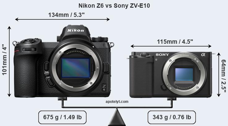 Size Nikon Z6 vs Sony ZV-E10