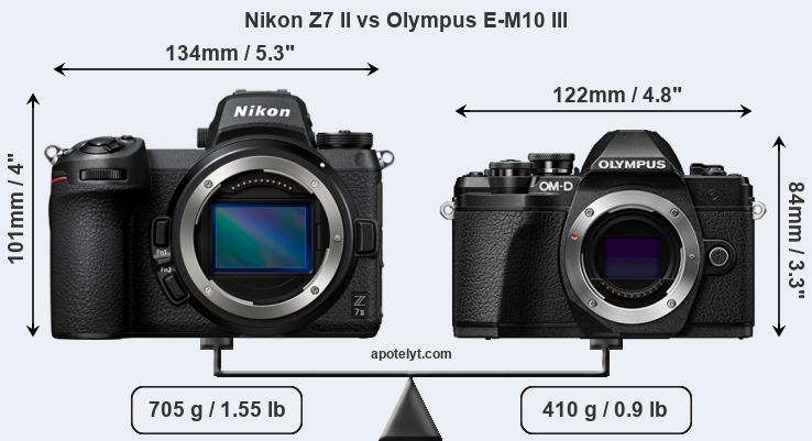 Size Nikon Z7 II vs Olympus E-M10 III