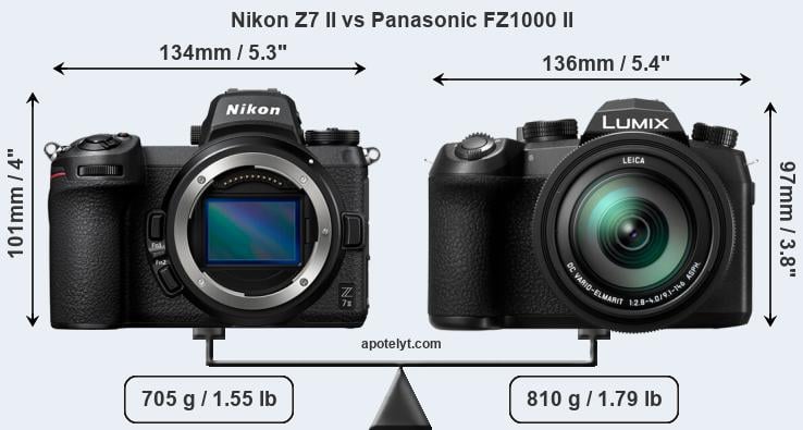 Size Nikon Z7 II vs Panasonic FZ1000 II