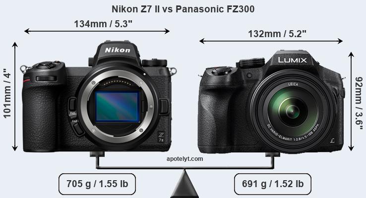 Size Nikon Z7 II vs Panasonic FZ300