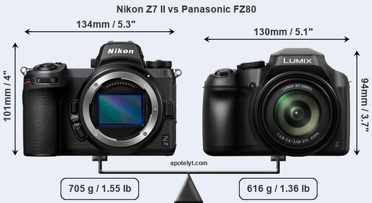 Size Nikon Z7 II vs Panasonic FZ80