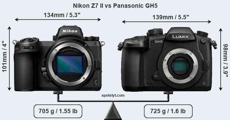 Size Nikon Z7 II vs Panasonic GH5