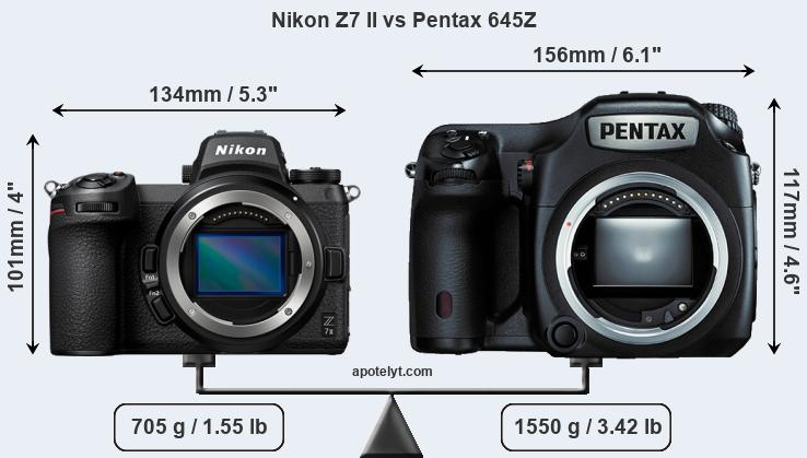 Size Nikon Z7 II vs Pentax 645Z