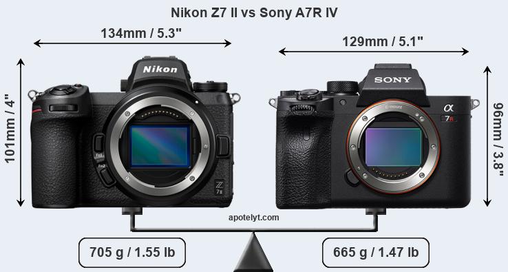 Size Nikon Z7 II vs Sony A7R IV