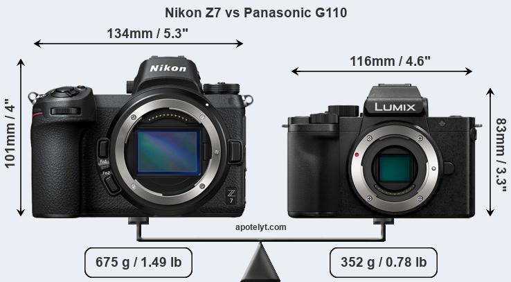Size Nikon Z7 vs Panasonic G110