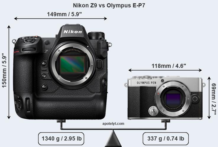 Size Nikon Z9 vs Olympus E-P7