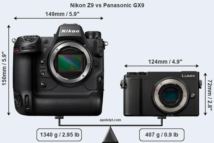 Size Nikon Z9 vs Panasonic GX9