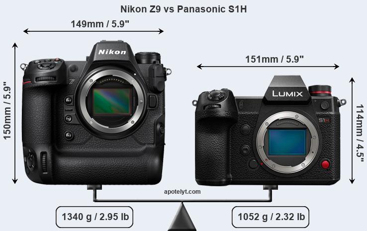 Size Nikon Z9 vs Panasonic S1H