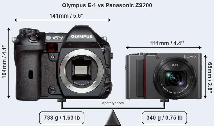 Size Olympus E-1 vs Panasonic ZS200