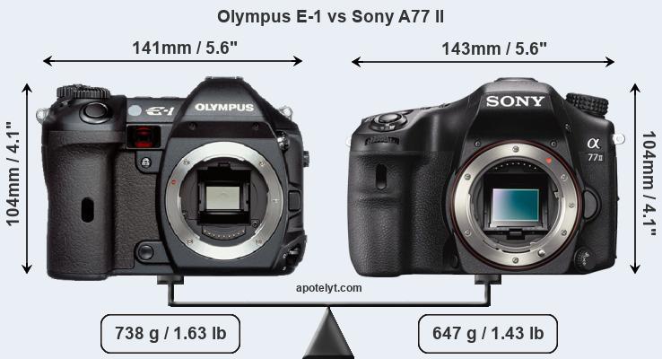 Size Olympus E-1 vs Sony A77 II