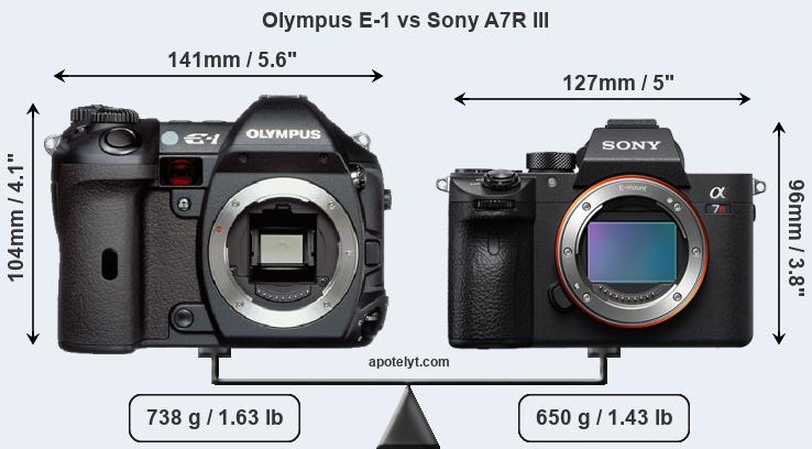 Size Olympus E-1 vs Sony A7R III