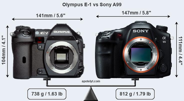 Size Olympus E-1 vs Sony A99