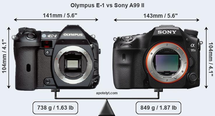 Size Olympus E-1 vs Sony A99 II