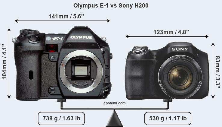 Size Olympus E-1 vs Sony H200