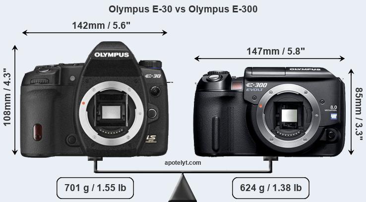 Size Olympus E-30 vs Olympus E-300