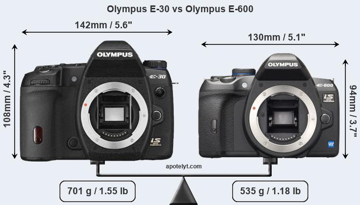 Size Olympus E-30 vs Olympus E-600