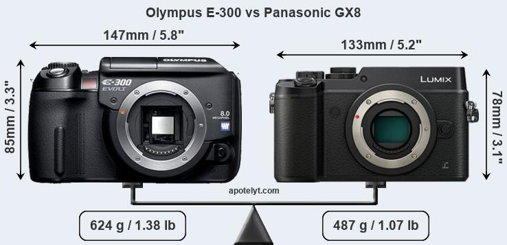 Size Olympus E-300 vs Panasonic GX8