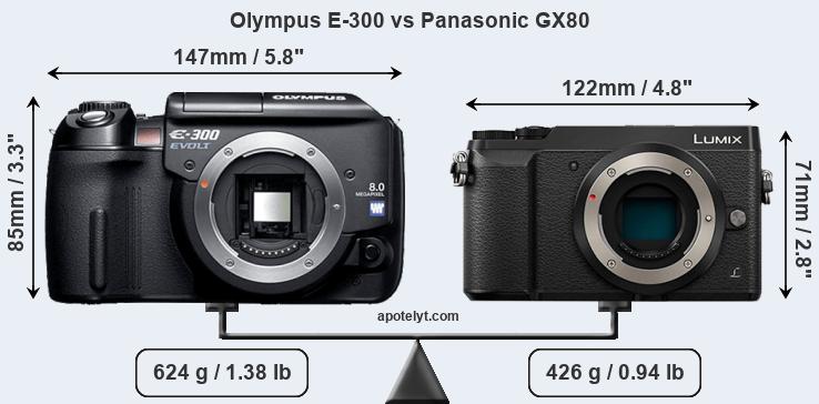 Size Olympus E-300 vs Panasonic GX80